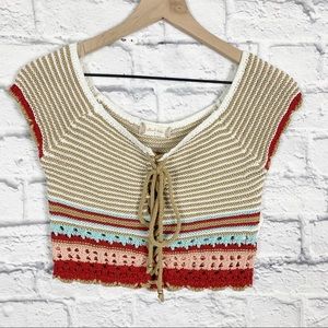 Altar’d State crochet crop top lace up S boho